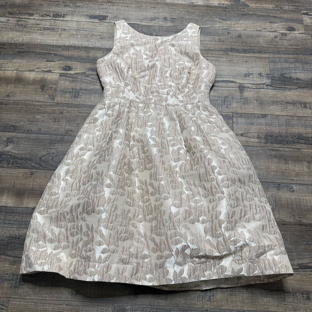 Calvin Klein Elegant Dress in Cream and Silver Sleeveless